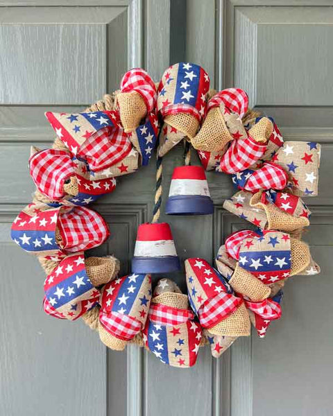 Craft image of 4th of July themed ribbon wreath
