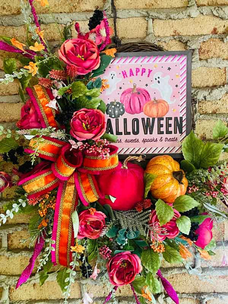 Halloween, fall wreath made by Amanda from Wreath 'N' Around