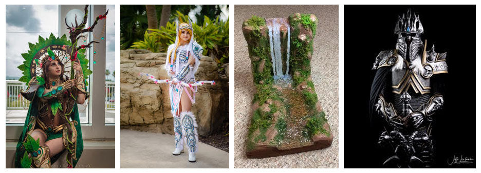 Collage of project photos from jettie_media showing cosplay costumes and crafts she has created