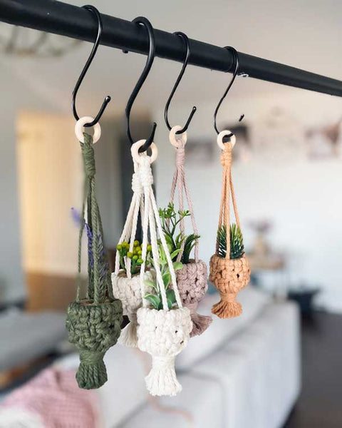 mini succulent macrame hanging baskets