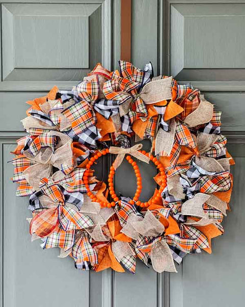 Craft image of a pumpkin ribbon wreath