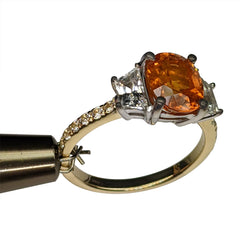 2.54ct Vivid Fanta Garnet and White Sapphire Ring set in White and Yellow Gold