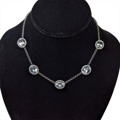 Aquamarine Diamond Necklace set in 14kt White Gold