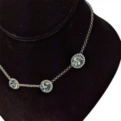 Aquamarine Diamond Necklace set in 14kt White Gold