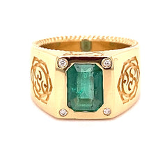 1.84ct Emerald Ring set with Diamonds in 18kt Yellow Gold