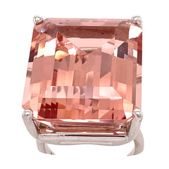 37ct Morganite Solitaire set in 18k White Gold, GIA Certified