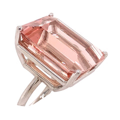 37ct Morganite Solitaire set in 18k White Gold, GIA Certified
