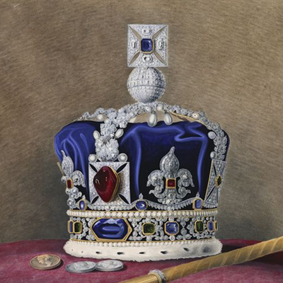 A depiction of the contemporary Imperial State Crown’s first iteration commissioned by Queen Victoria