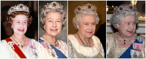 Some of Queen Elizabeth II’s appearances in the Burmese Ruby Tiara