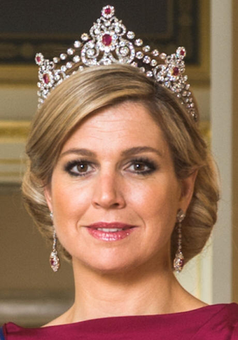 Queen Máxima of the Netherlands wearing the Mellerio Ruby Tiara