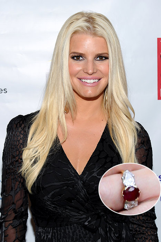 Jessica Simpson and her three stone engagement ring