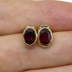 1.82ct Pair Mozambique Ruby set in 14k Yellow Gold Earrings, custom designed and manufactured by David Saad/Skyjems.ca