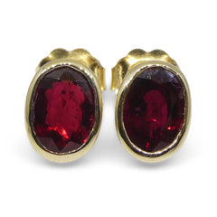 1.82ct Pair Mozambique Ruby set in 14k Yellow Gold Earrings, custom designed and manufactured by David Saad/Skyjems.ca
