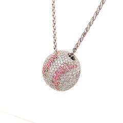 2.65ct Pink and White Diamond Baseball Pendant set in 18kt Pink and White Gold