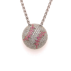 2.65ct Pink and White Diamond Baseball Pendant set in 18kt Pink and White Gold