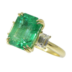 3.47ct Emerald, Diamond Engagement Ring set in 18k Yellow Gold, GIA Certified, custom designed and manufactured by David Saad/Skyjems.ca