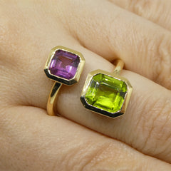 Peridot and Spinel Toi et Moi Ring set in 18k Yellow Gold