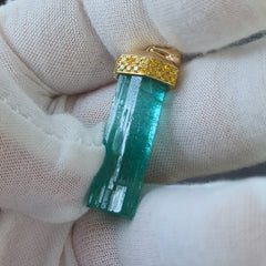 Emerald Crystal, 1ct Yellow Diamonds set in 18k Yellow Gold, custom designed and manufactured by David Saad/Skyjems.ca