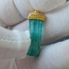 Emerald Crystal, 1ct Yellow Diamonds set in 18k Yellow Gold, custom designed and manufactured by David Saad/Skyjems.ca