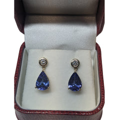 Custom 3.00cts Tanzanite & Diamond Earrings