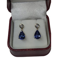 Custom 3.00cts Tanzanite & Diamond Earrings