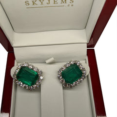 18cts GIA Certified F1 Emerald and Diamond Earrings