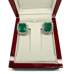 Custom 18cts GIA Certified F1 Emerald and Diamond Earrings