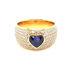 Dave's Personal Wedding Band, 2.18ct Heart Shape Sapphire pave set with 307 diamonds weighing over with 5cts in 18kt Yellow Gold