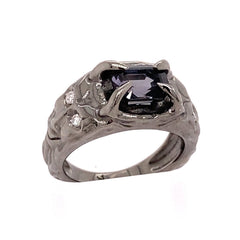 Spinel Devil Ring with Diamonds set in 14kt Black Gold