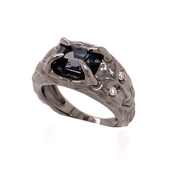 Spinel Devil Ring with Diamonds set in 14kt Black Gold