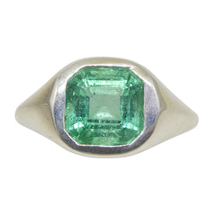 1.52ct Square Emerald set in a 999 Silver Ring, custom designed and manufactured by David Saad/Skyjems.ca