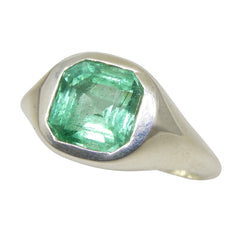 1.52ct Square Emerald set in a 999 Silver Ring, custom designed and manufactured by David Saad/Skyjems.ca