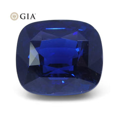 Skyjems Royal Blue Sapphire, 8.04ct Cushion GIA Certified Ethiopian Unheated with Inscription