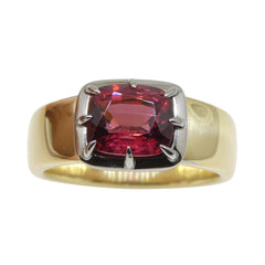 4.15ct Red Spinel Ring in Black and Yellow Gold, custom designed and manufactured by David Saad/Skyjems.ca