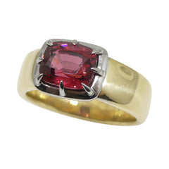 4.15ct Red Spinel Ring in Black and Yellow Gold, custom designed and manufactured by David Saad/Skyjems.ca