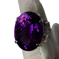 Amethyst Diamond Ring set in 14kt White Gold, custom designed and manufactured by David Saad/Skyjems.ca