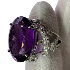 Amethyst Diamond Ring set in 14kt White Gold, custom designed and manufactured by David Saad/Skyjems.ca