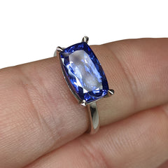 4.90ct GIA Certified Tanzanite in 14k White Gold Solitaire Ring