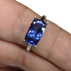 4.90ct GIA Certified Tanzanite in 14k White Gold Solitaire Ring