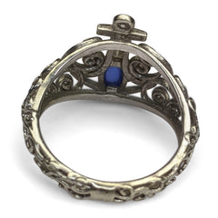 0.80ct Burmese Sapphire Anchor Ring with 0.30cts Diamonds set in 14k White Gold