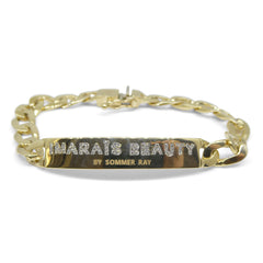 Imarais Beauty by Sommer Ray, Name/ID Bracelet set with Diamonds in 14k Yellow Gold, custom designed and manufactured by David Saad/Skyjems.ca