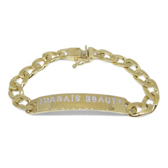 Imarais Beauty by Sommer Ray, Name/ID Bracelet set with Diamonds in 14k Yellow Gold, custom designed and manufactured by David Saad/Skyjems.ca