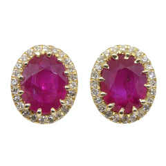 4.68ct Ruby & Diamond Earrings in 14kt Yellow Gold