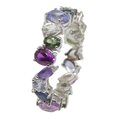 3.88ct Multicolor Sapphire Mix Eternity Ring set in 18k White Gold