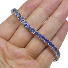 15.80ct Blue Sapphire Tennis Bracelet set in 14k White Gold, custom designed and manufactured by David Saad/Skyjems.ca
