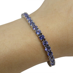 15.80ct Blue Sapphire Tennis Bracelet set in 14k White Gold, custom designed and manufactured by David Saad/Skyjems.ca