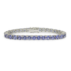 15.80ct Blue Sapphire Tennis Bracelet set in 14k White Gold, custom designed and manufactured by David Saad/Skyjems.ca