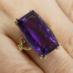 20.5ct Amethyst, Yellow Sapphire and Diamond Cocktail Ring set in 14k Yellow Gold