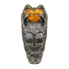 3.08ct Spessartite Garnet and Diamond Devil Mask Ring set in 14k Black Gold