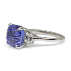 6.23ct Sapphire & Diamond Three Stone Ring set in Platinum, GIA Certified Sri Lanka